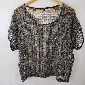 XX1 Netted Crop Top Short Sleeve Blouse